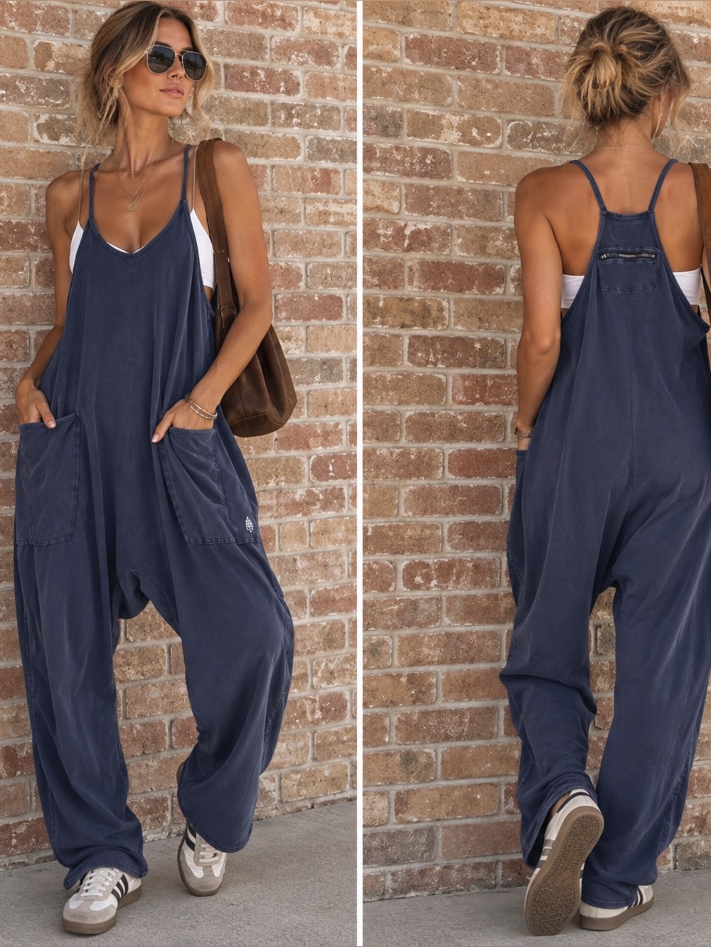 Free People FP Movement Hot Shot Jumpsuit Navy Blue XS